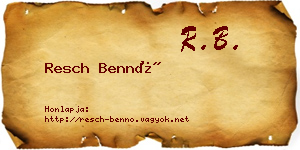 Resch Bennó névjegykártya